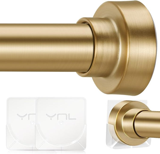 YNL Shower Curtain Rod 34-120 Inches, Adjustable Gold Shower Rod No Drilling, Non-Slip, Never Rust, Stainless Steel, Suitable for Bathroom Living Room, Gold