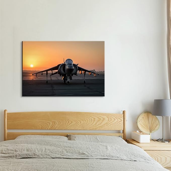 Airplane Decor AV-8B Harrier II Fighter Aviation Jets Poster Aviation Posters Airplane Pictures Wall Art Military Planes Poster for Boys Room Decor (28''Hx40''W)