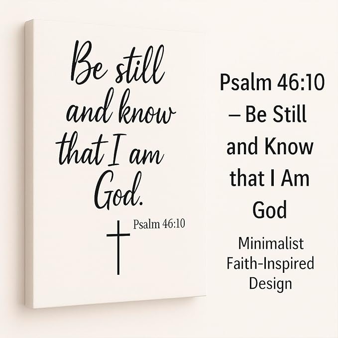 DoawBang “Be Still and Know” Psalm 46:10 Canvas Wall Art – 12x16 Inch Minimalist Bible Verse Scripture Print – Christian Decor for Prayer Room, Bedroom, Living Room or Office