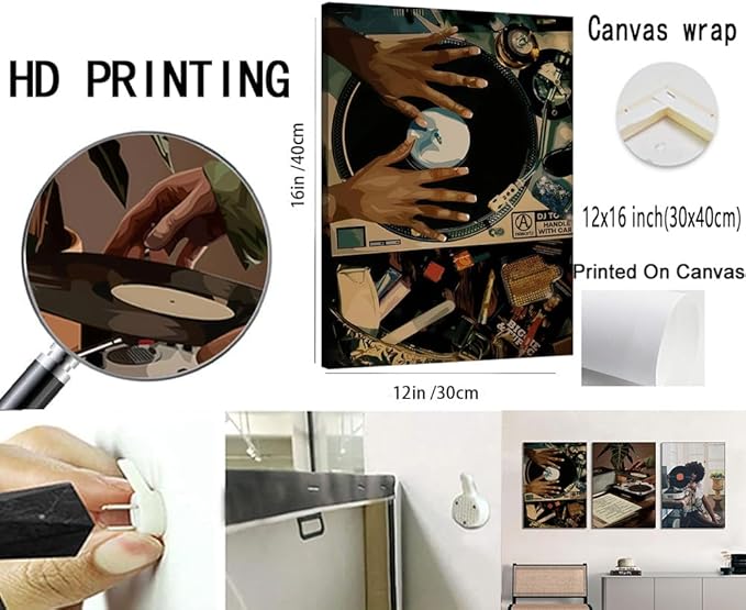 Black Woman Wall Art Set of 3 Fashion African American Women Wall Decor Trendy Abstract Black Girl Canvas Poster Prints Aesthetic Pictures for Bedroom Living Room Framed 12x16 inch