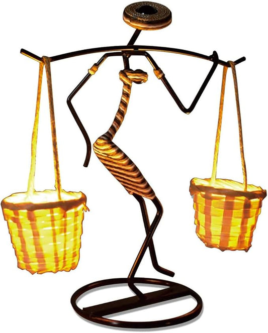 Creative Tea Candle Holder Tealight Holder with Bamboo Baskets and Candle Lights, Great for Decorative Candle Holders Home Decor Centerpiece, Unique Candle Holders