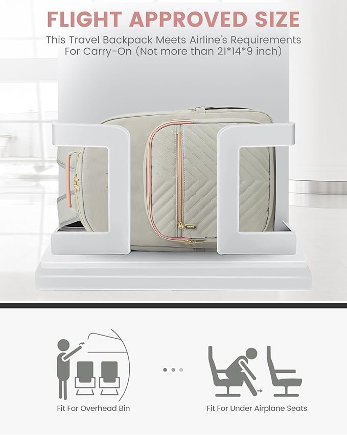 LOVEVOOK Laptop Backpack for Women, Travel Computer Work Bags with 17-inch Laptop Compartment, College School Student Bag Teen Backpacks For Girls, Outdoor Carry On Backpack Purse, Grey Pink