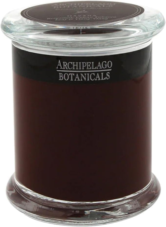 Archipelago Botanicals Havana Glass Jar Candle, Bergamot, Tobacco Flower and Ylang Ylang Scent, Lead-Free Candle Wicks, Burns Approx. 60 Hours (8.6 oz)
