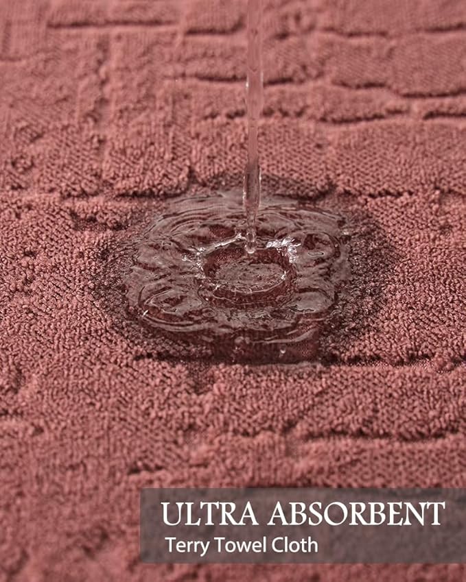 AMOAMI-Bath Mat-Absorbent Quick Dry Bathroom Floor Mats-Washable Rubber Backing Bath Mats for Bathroom Rugs Fit Under Door-Bath Rug for in Front of Sink Bathtub Shower Room, Rose 17''x24''