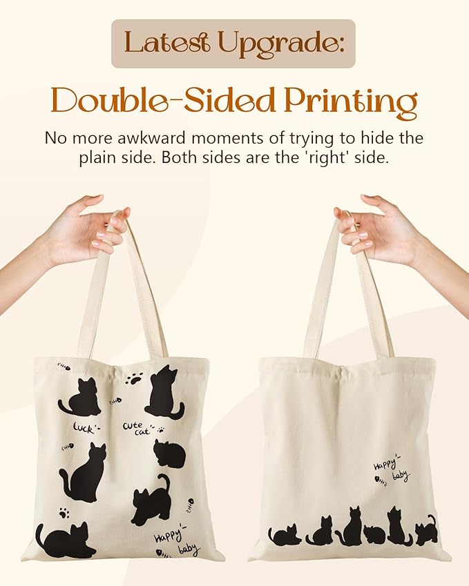 Aesthetic Tote Bag for Girls - with Magnetic Buckle and Zipper Inner Pocket for Women Lady Canvas Cotton Tote Bag