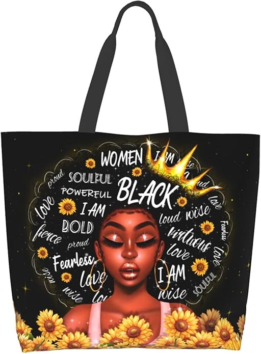 IAGM Women Tote Bags African American Woman Shoulder Bag Afro Black Girl Magic Satchel Handbags For Shopping,Work,Grocery,Gym