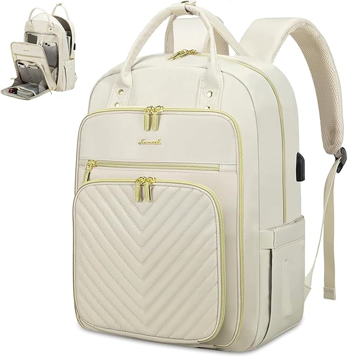 LOVEVOOK Laptop Backpack for Women, Beige