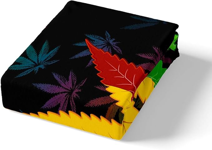 Feelyou Marijuana Leaf Duvet Cover Set Colorful Cannabis Leaves Bedding Set Botanical Weed Hemp Comforter Cover Set Boho Psychedelic Quilt Cover Soft Lightweight Queen 3Pcs