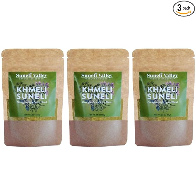 Suneli Valley Khmeli Suneli | Premium Georgian-Style Seasoning | Aromatic Mix of Herbs and Spices | Ideal for Grilled Meats, Seafood, Poultry | 2.8oz (80g) | 3-Pack