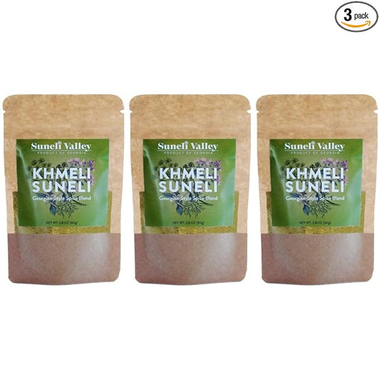 Suneli Valley Khmeli Suneli | Premium Georgian-Style Seasoning | Aromatic Mix of Herbs and Spices | Ideal for Grilled Meats, Seafood, Poultry | 2.8oz (80g) | 3-Pack