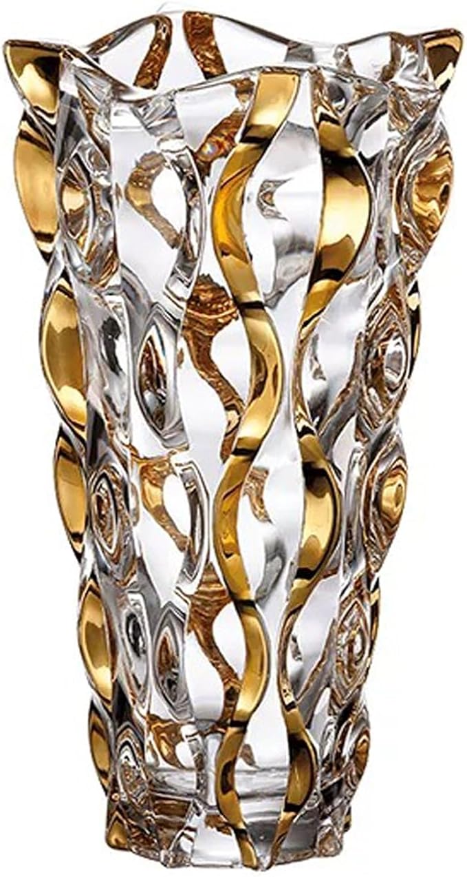 Hand Painted Gold Vase 11" Tall,Flower Vase Decor for Home Dining Table Living Room,Office Wedding Holiday Party,Handmade Decorative Flower Vase.