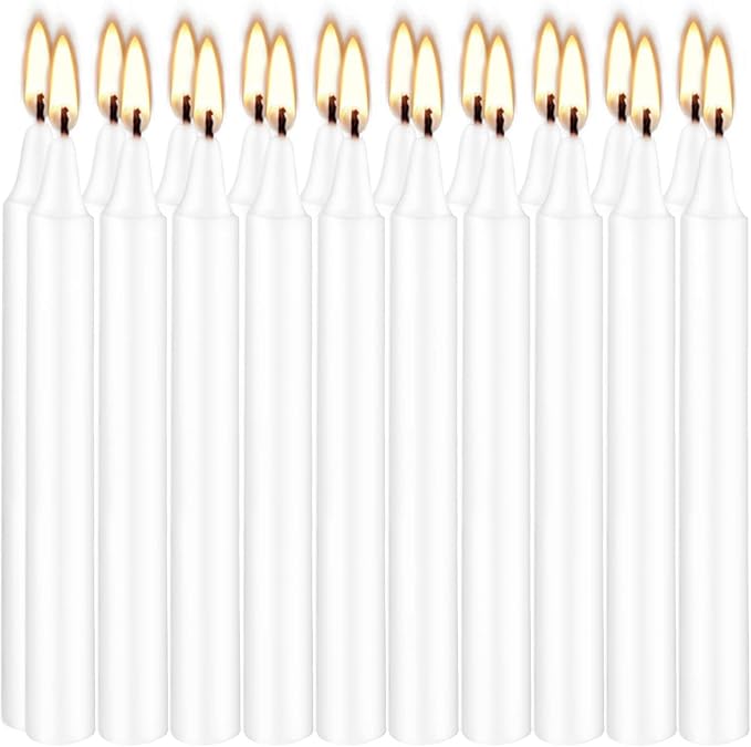 Set of 40 White Spell & Chime – Premium Mini Taper Candles for Rituals, Prayer, Birthdays, Meditation, Altar - 4 Inch Tall, Unscented (White)