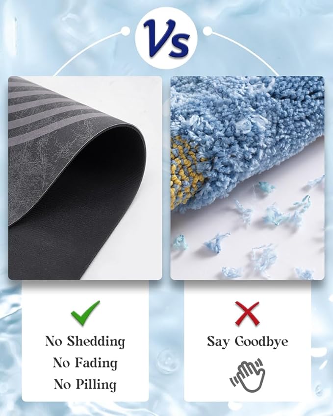 MontVoo -Bath Mat-Non Slip Thin Bathroom Rugs Fit Under Door- Quick Dry Absorbent Faux Suede Surface Grey Bathroom Floor Mats-Shower Rug for in Front of Bathtub Shower Dark Grey Arched 17x59