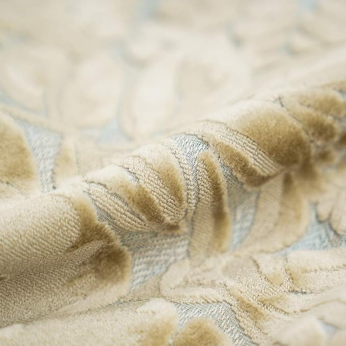 Alerfa 18 x 18 Inch Beige Square Maple Leaf Pillow Embroidery Cut Velvet Cushion Case Luxury Modern Lumbar Throw Pillow Cover Decorative Pillow for Couch Sofa Living Room Bedroom Car