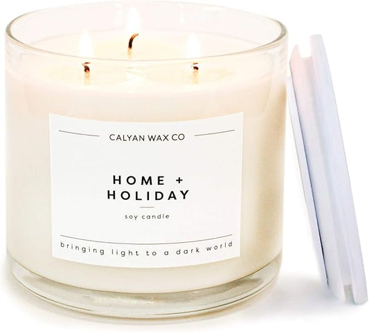 Calyan Wax Co. 3 Wick Candle, Home + Holiday Scented Candle, 43 Hour Burn Time, 3 Wick Soy Candles, Non Toxic & Vegan Soy Wax, Glass Jar Scented Candles, 14.9oz