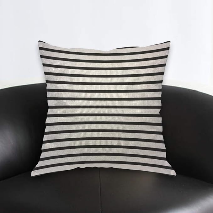 AOYEGO Black and White Stripes Throw Pillow Cover Artistic Streaks Backdrop Classic Endless Lines Pattern Pillow Case 18x18 Inch Decorative Men Women Room Cushion Cover for Home Couch Bed