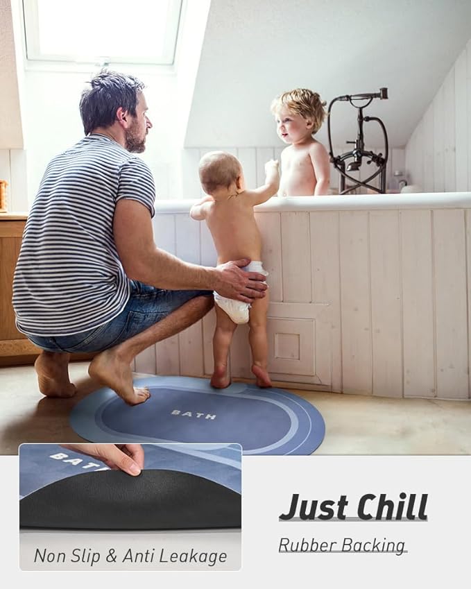 MontVoo Bath Mat - Non Slip, Quick Dry, Stain Resistant Bath Mat Rug for Bathroom Floor - Easy Care Shower Rug for Outside Bathtub - 17"x27" Navy