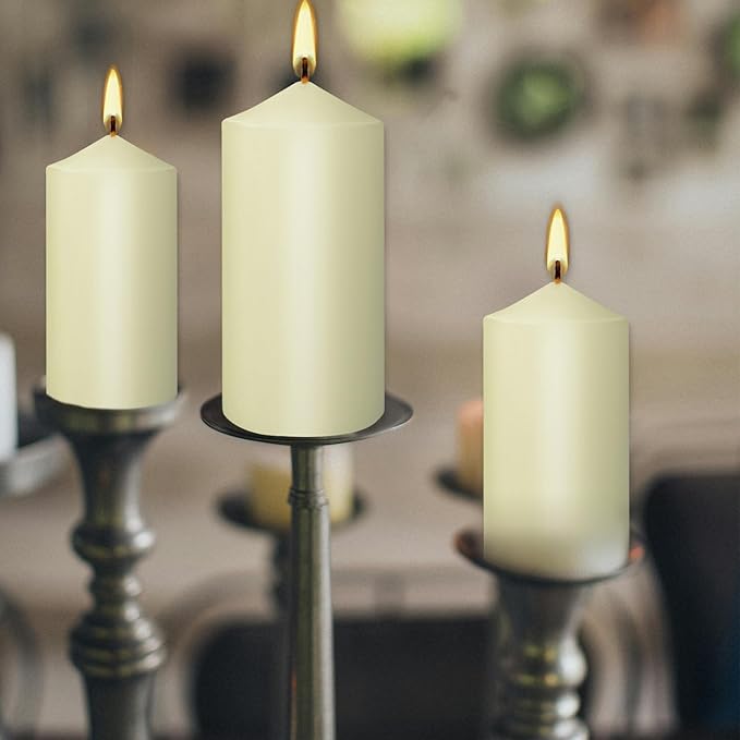 2"x4" High Ivory Pillar Candles, Set of 20, Unscented. Bulk Buy. Ideal for Wedding, Emergency Lanterns, Spa, Aromatherapy, Party