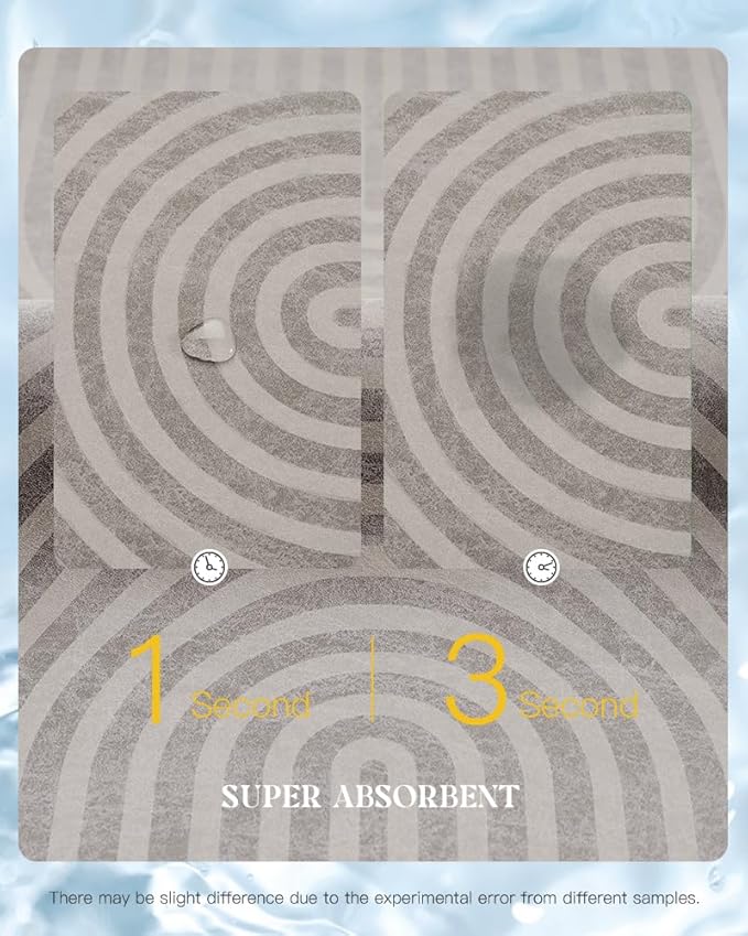 MontVoo -Bath Mat-Non Slip Thin Bathroom Rugs Fit Under Door- Quick Dry Absorbent Faux Suede Surface Grey Bathroom Floor Mats-Shower Rug for in Front of Bathtub Shower Grey & Beige 17x27.5