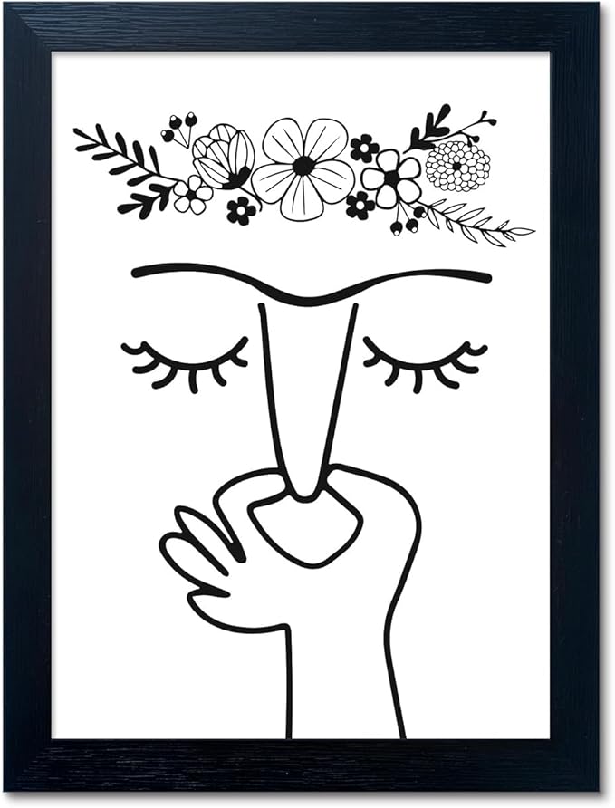 Black and White Bathroom Wall Art - Framed Funny Decor for Guest Toilet - Modern Minimalistic Canvas Print Sign - Humorous Artworks