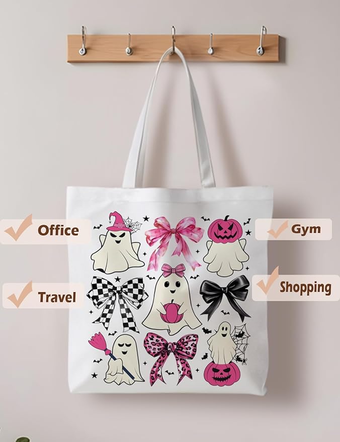 Halloween Tote Bag, Halloween Gifts for Women, Horror Tote Bag, Reusable Grocery Bags Shopping Bags