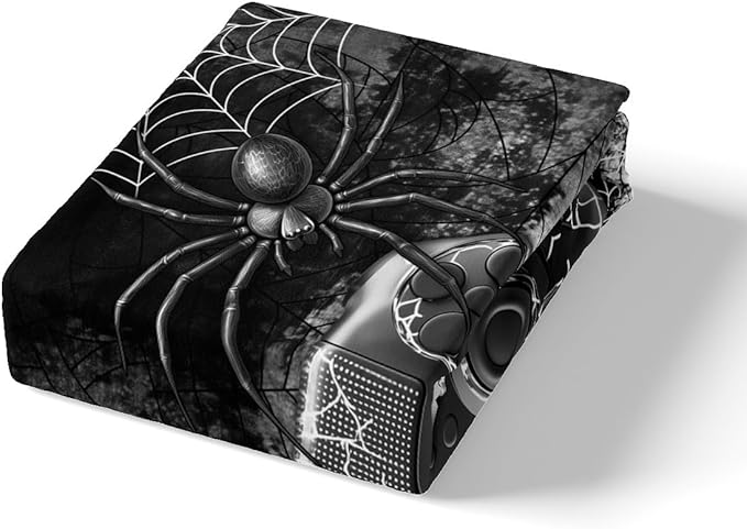 Boys Gamer Gamepad Duvet Cover Set Queen Size Kids Teen Man Gaming Theme Bedding Sets 3 Pcs for Room Decor, Fashion Spider Halloween Comforter Cover with 2 Pillowcases (No Comforter) Black Grey