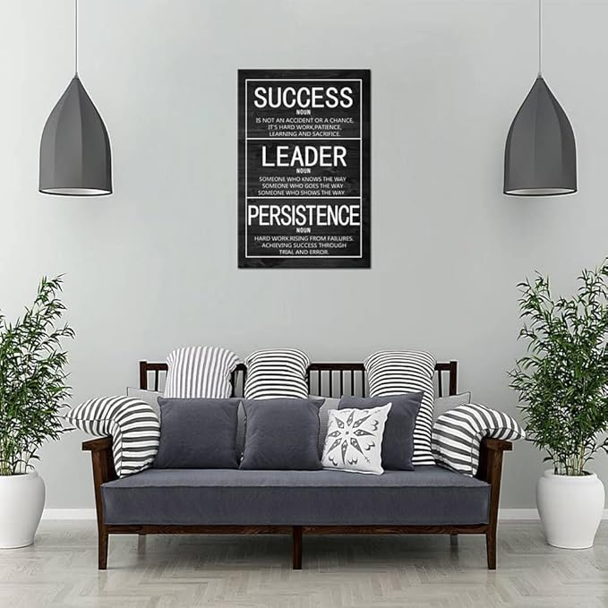 Success Leader Persistence Inspirational Wall Art Motivational Poster Inspiration Canvas Prints Artwork for Living Room Modern Home Decor Painting Stretched and Framed Ready to Hang [24''Wx 36''H]