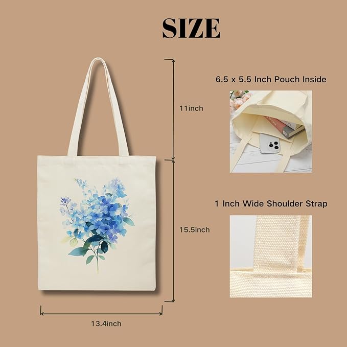 Tote Bag for Women, Canvas Tote Bag with Pockets,Canvas Shopping Bags,Reusable Grocery Bags