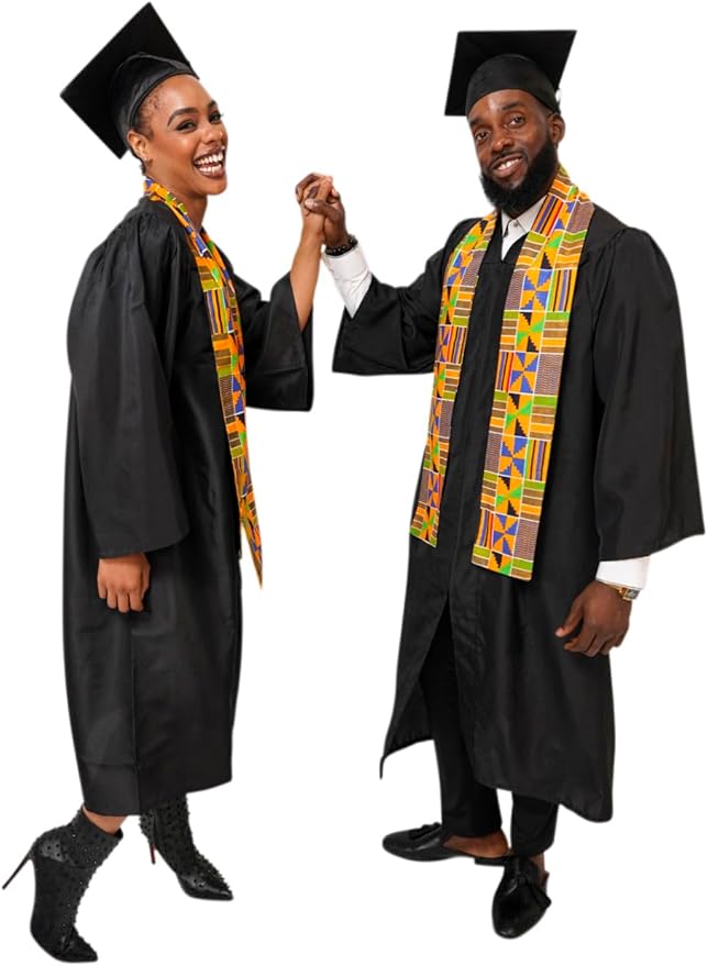 Dupsie's 1pc Kente African Print Graduation Stole, Made in Africa Black History, Festivals, Cultural, HBCU, Graduate, Schools