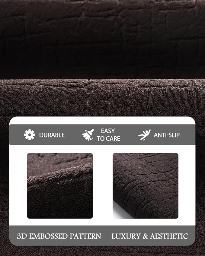 AMOAMI-Bath Mat-Absorbent Quick Dry Bathroom Floor Mats-Washable Rubber Backing Bath Mats for Bathroom Rugs Fit Under Door-Bath Rug for in Front of Sink Bathtub Shower Room, Brown 17''x59''