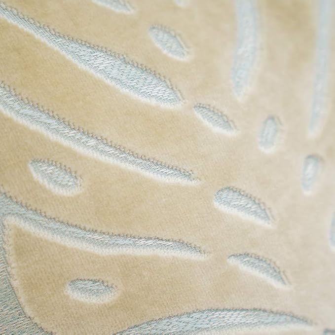 Alerfa 18 x 18 Inch Square Leaf Pillow Embroidery Cut Velvet Cushion Case Luxury Modern Lumbar Throw Pillow Cover Decorative Pillow for Couch Sofa Living Room Bedroom Car, Beige