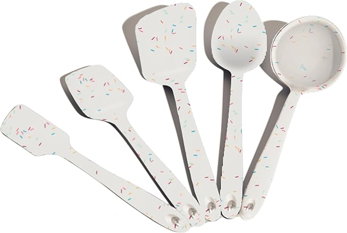 GIR: Get It Right 5 Piece Silicone Kitchen Utensils Set - Ladle, Spatula, Flip, Spoon & Spoonula - Non-Toxic Cooking Utensils for Nonstick Cookware, Cooking and Baking - Sprinkles