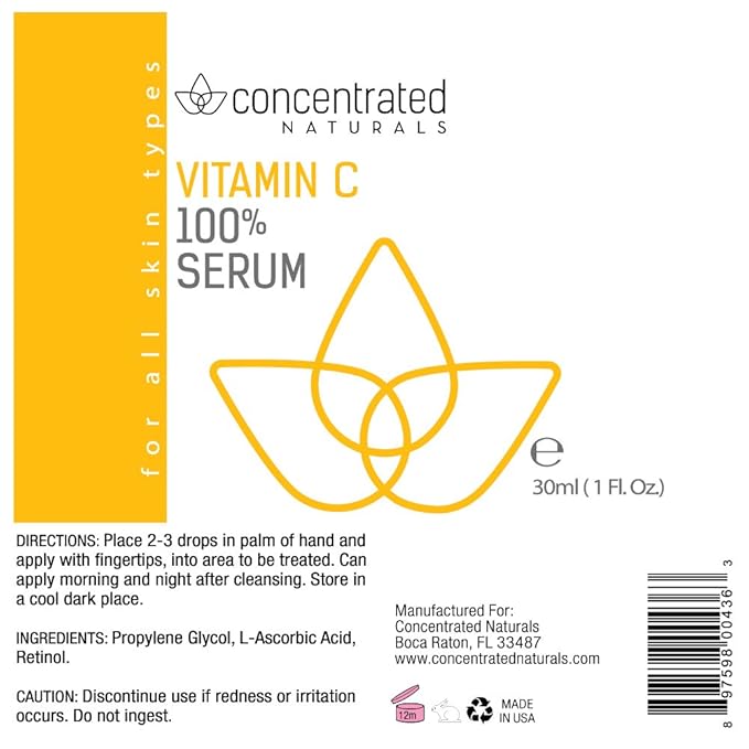 Vitamin C Serum for Face | Professional Grade | High Concentrate Formula May Help Smooth Appearance of Wrinkles, Brightens | May Improve Appearance of Skin Tone for More Youthful-Looking Skin 1oz