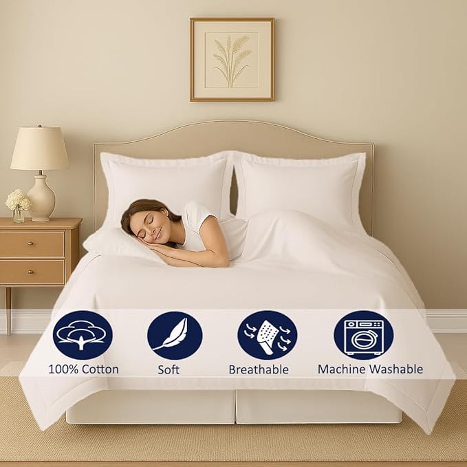 eBeddy Linens 800 Thread Count Ultra Silky Soft Egyptian Cotton Oversized King 120x98 Size 3-Pieces Duvet Cover Hidden Zipper Closer & Corner Ties Durable and Fade Resistant White Solid