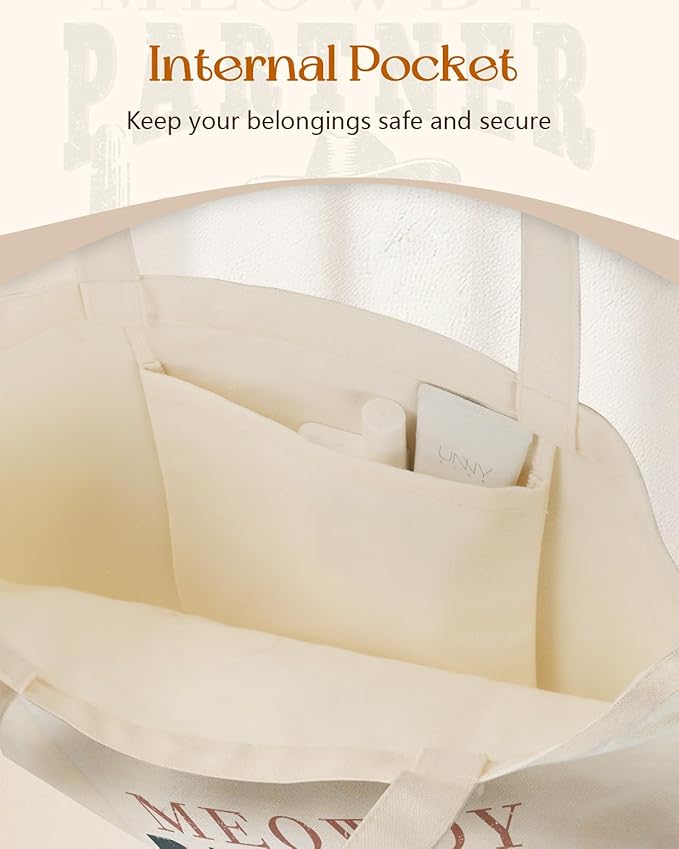 Canvas Tote Bag for Women - Aesthetic Canvas Totes with Pockets Cute Reusable Cloths Ladies Shoulder Bag