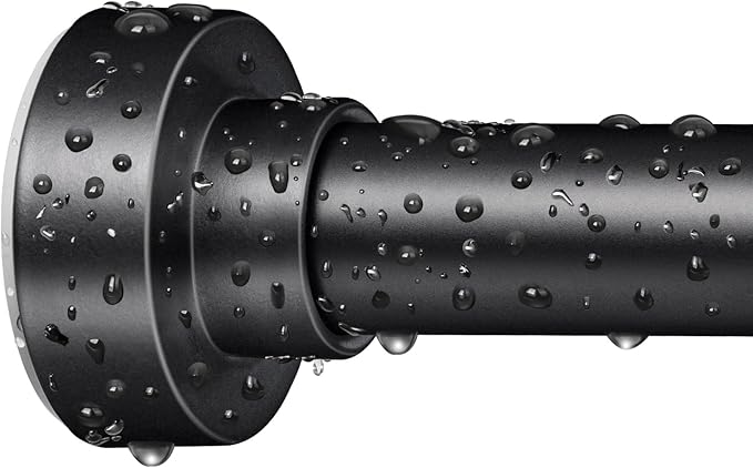 YNL Tension Shower Curtain Rod 34-66 Inch, Adjustable Spring Tension Curtain Rod No Drilling, Non-Slip, Never Rust, Stainless Steel, for Small Window Laundry Door Entryway, Matte Black