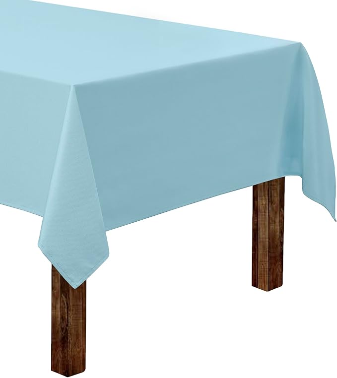 Gee Di Moda Rectangle Tablecloth - 60 x 84 Inch Baby Blue Table Cloth for 5 Foot Rectangle Table - Heavy Duty Washable Fabric - for 5 Ft Buffet Table, Holiday Party, Dinner, Wedding & Baby Shower