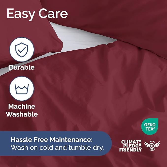 Duvet Cover Full Size Set - Extra Soft Full Size Duvet Cover 80 x 90 with 2 Pillow Shams - Hotel Luxury Easy Care and Fade Free with Zipper Closures & Ties - Comfy Breathable Bedding Set (Burgundy)