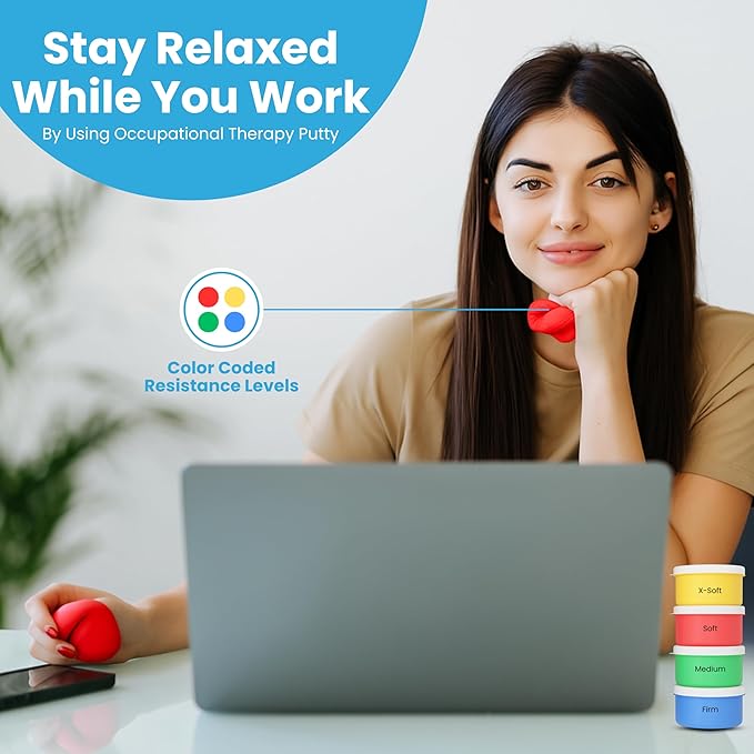 FlintRehab Quality Therapy Putty for Kids & Adults (6 Pack, 3-Oz Each) Thera Putty for Hand Therapy & Fidgeting | Exercise Hand Putty for Hand Strength | Helps Relieve Stress & Anxiety