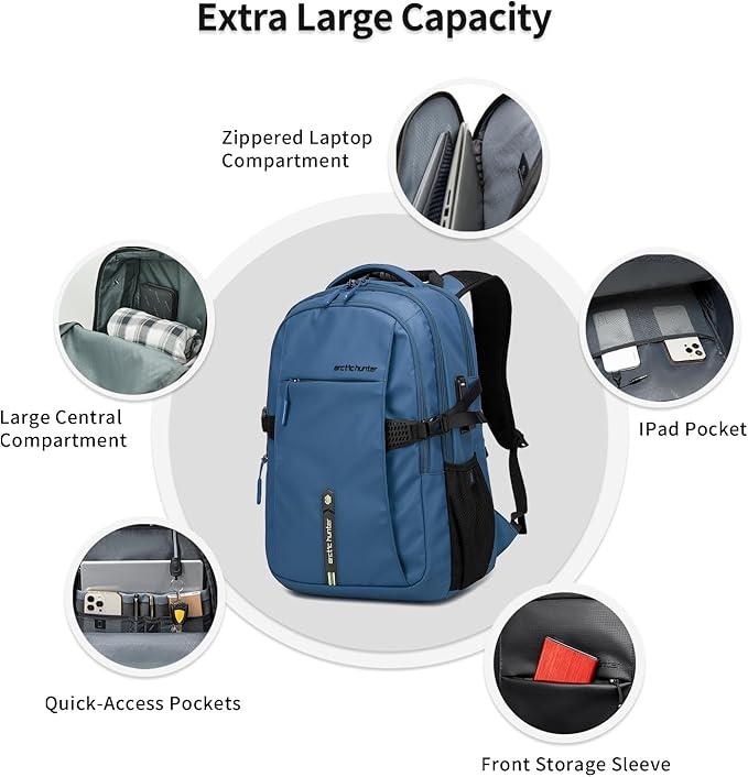 Blue Business Laptop Backpack for Men Women, 30L Anti-Theft Carry on Travel Backpack Flight Approved for Airplane, Adults Back pack Bag for Work, Commuting, Weekend Casual Daypack
