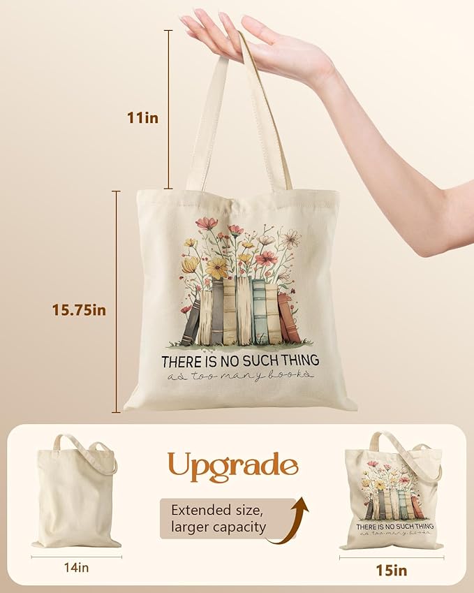 Canvas Tote Bag for Women - Aesthetic Canvas Totes with Pockets Cute Reusable Cloths Ladies Shoulder Bag
