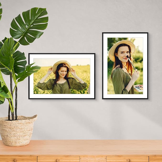 Golden State Art 13x19 Picture Frame 3 Pack - Aluminum Frames with 11x17 Removable Mats & Real Glass, Display 13x19 Posters or 11x17 Photos - Black Gallery Wall Frames for Home Office Decor