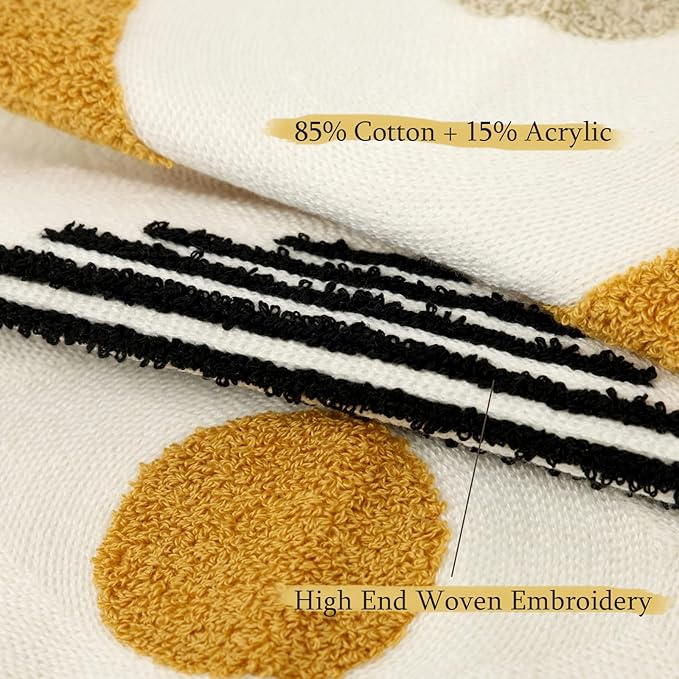 Merrycolor Boho Lumbar Throw Pillow Cover 12x20 Bohemian Tufted Decorative Pillow Covers with Tassels Mid Century Modern Aesthetic Throw Pillow Case for Couch Sofa Bedroom Living Room