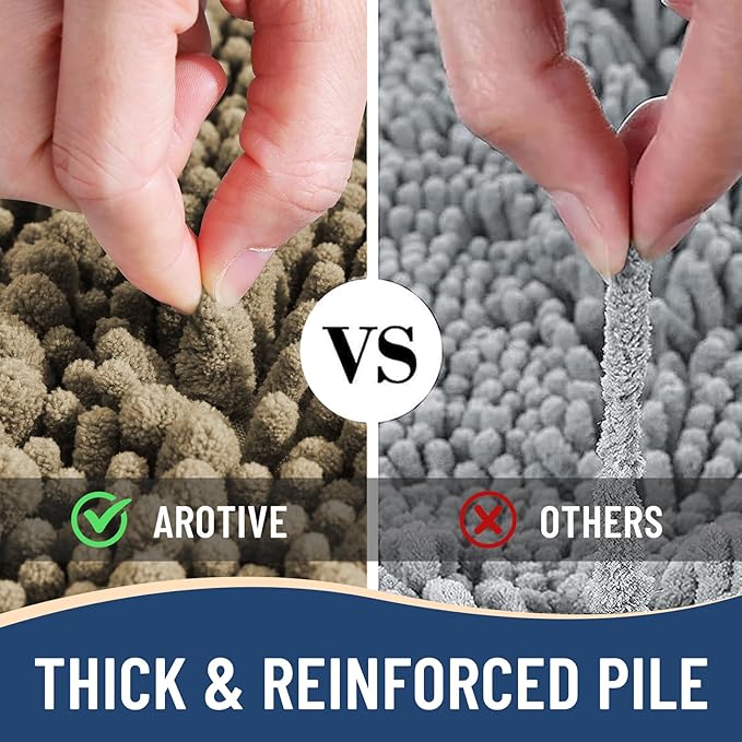 Arotive Luxury Chenille Bathroom Rug Mat, Extra Soft Thick Absorbent Shaggy Bath Rugs, Non-Slip Machine Wash Dry, Plush Bath Mats for Bathroom, Shower and Tub, 47x24, Camel