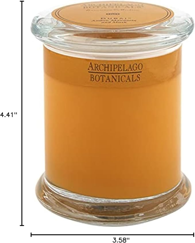 Archipelago Botanicals Dubai Glass Jar Candle, Amber, Mandarin and Musk Scent, Lead-Free Candle Wicks, Burns Approx. 60 Hours (8.6 oz)