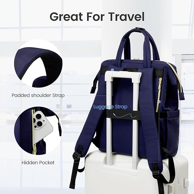 LOVEVOOK Laptop Backpack Women 15.6 inch,Lightweight Puffer Travel Backpacks for Women,Quilted Laptop Bag Computer Work Teacher Nurse Backpack,Womens Backpack Purse for College Business,Dark Blue