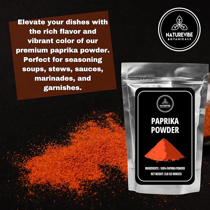 Paprika Powder 2lb by Naturevibe Botanicals | Red Paprika Ground Seasoning | Great for Garnishing (32 Ounces)
