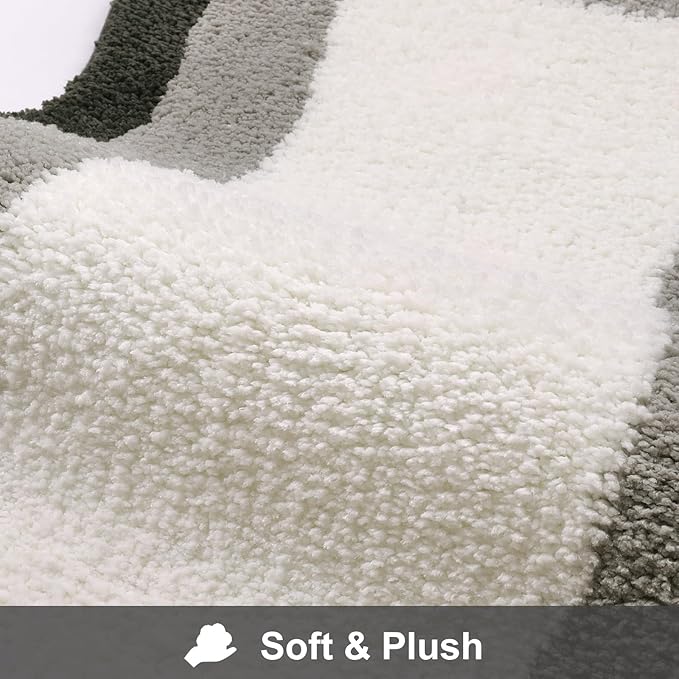 HAOCOO Bathroom Rug Mat, 18x25 inch Extra Soft Non-Slip Gradient Gray Rugs, Absorbent Microfiber Washable Small Rug Carpet for Floor Tub Shower Black/Grey