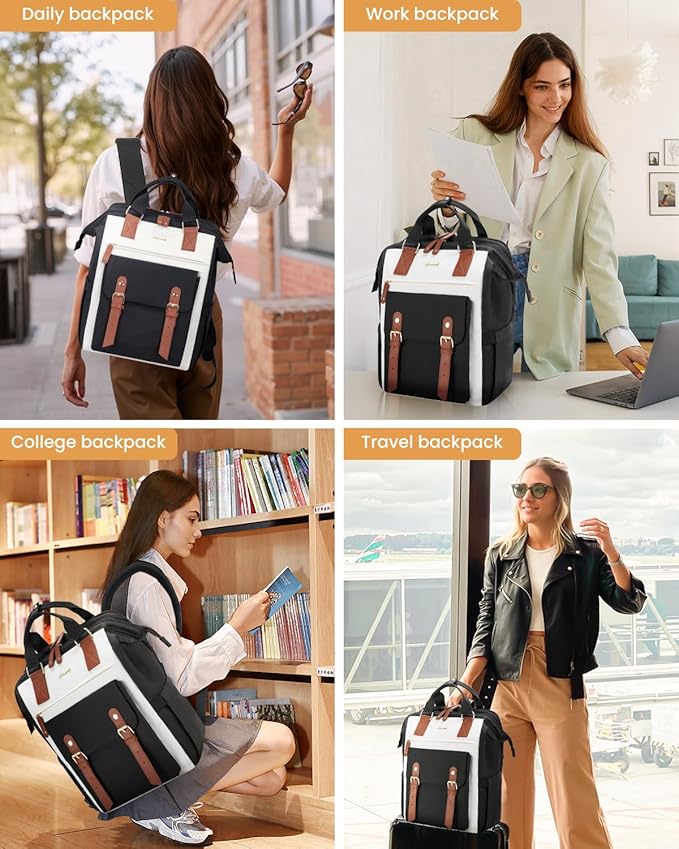 LOVEVOOK Laptop Backpack For Women, Teacher Work Computer Backpack with Laptop Compartment, Nurse Bags Business Laptop Bag Purse, Water-Resistant Travel Back pack College Backpack, 15.6 Inch, Upgraded