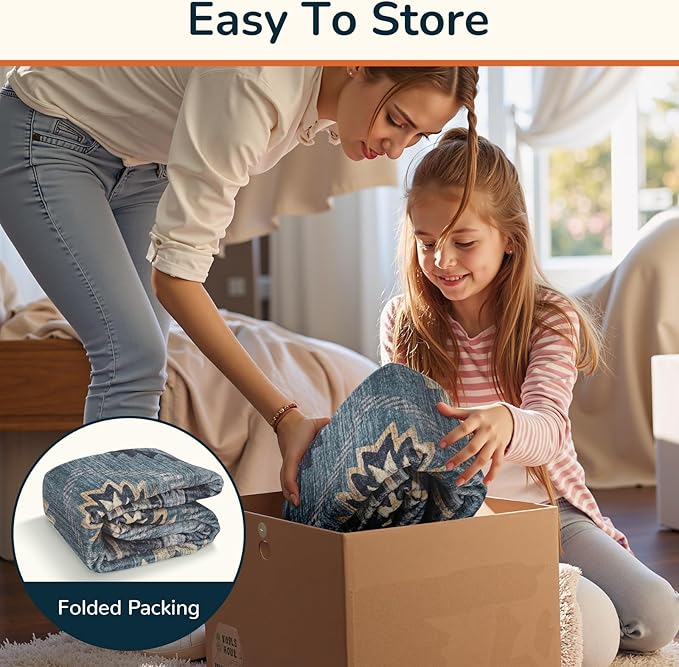 Area Rug 6x9 Rug Machine Washable Rug Non-Slip Low Pile Print Pattern Western Rug for Living Room Bedroom Entryway Tribal Series -Navy/Grey